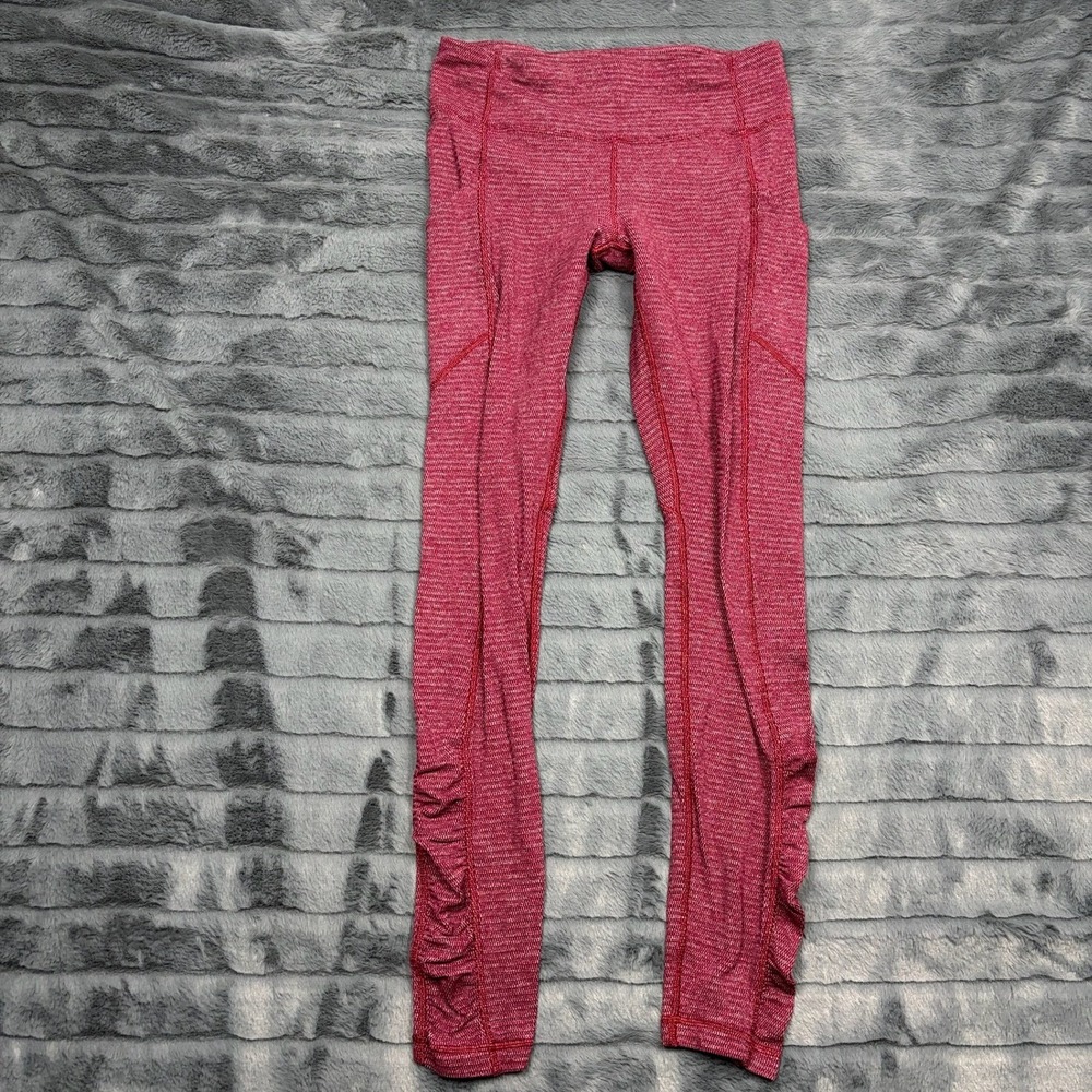 Lululemon Speed Up Tight Red Heather Ruched Ankle Running Leggings Women Size 4